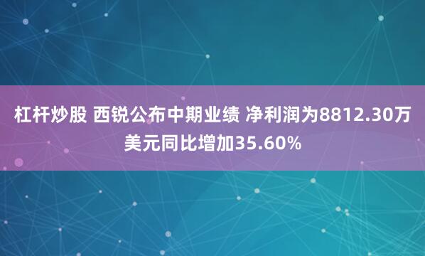 杠杆炒股 西锐公布中期业绩 净利润为8812.30万美元同比增加35.60%